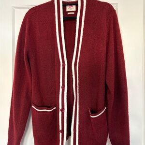 Levi's Burgundy Letterman Cardigan with White Accents